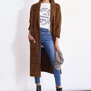 Anthropologie Solenne Windowpane Sweater Jacket by John + Jenn Plus Size 3X